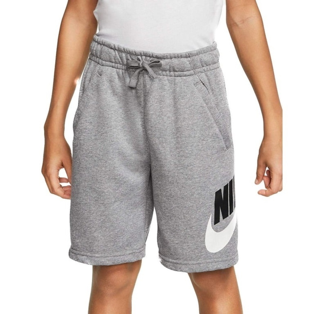 Boys' Nike Sportswear HBR Club Fleece Lounge Shorts XSmall Carbon Heather/Smoke - Picture 2 of 7
